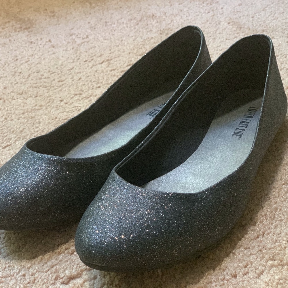 Lower East Side Silver Glitter Flat Shoes
